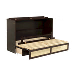 Letto a scomparsa matrimoniale noce/espresso con rattan e cassetto portaoggetti, per 1-2 persone