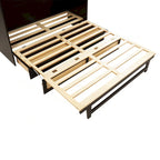Letto a scomparsa matrimoniale noce/espresso con rattan e cassetto portaoggetti, per 1-2 persone