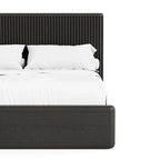 Struttura letto nera moderna con pannelli a coste per 2, Queen/King