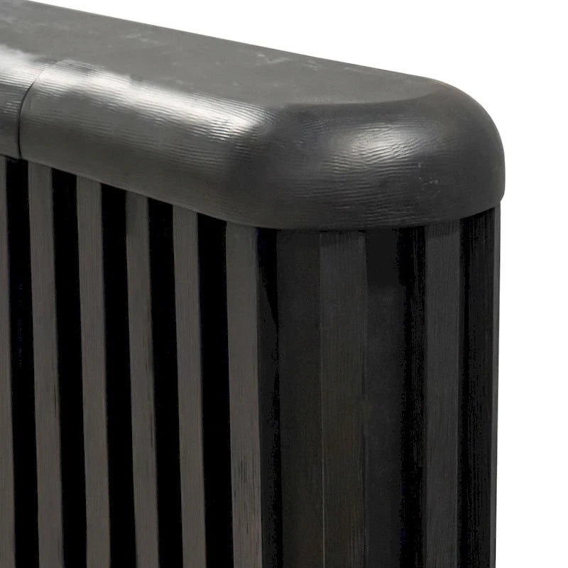 Struttura letto nera moderna con pannelli a coste per 2, Queen/King