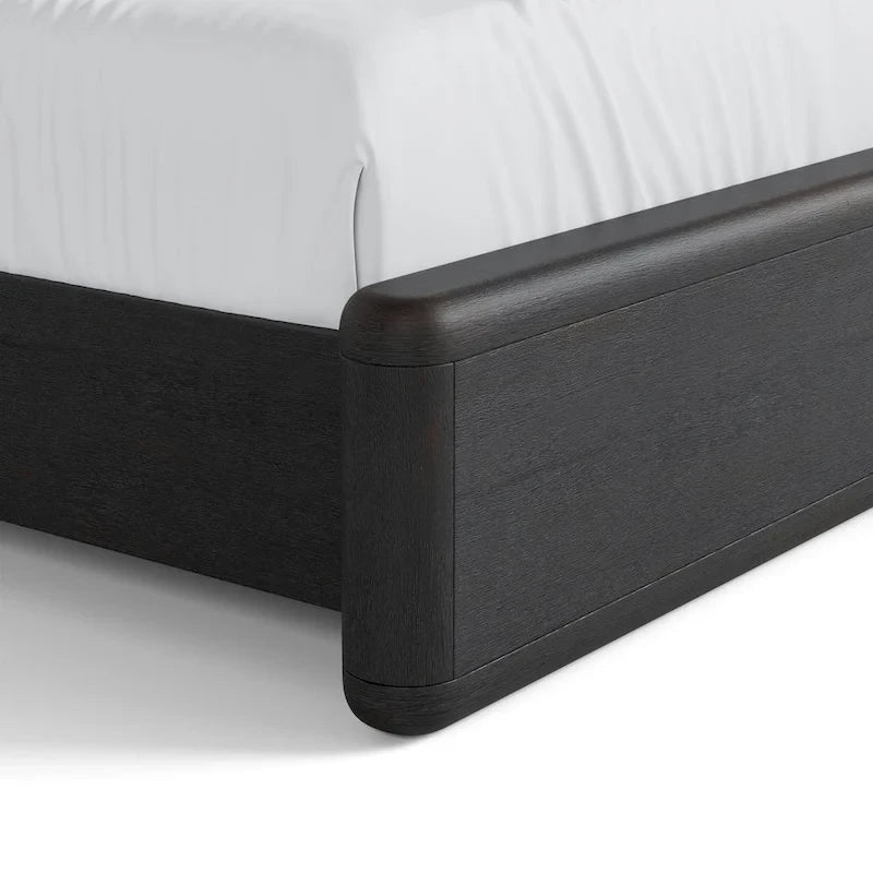 Struttura letto nera moderna con pannelli a coste per 2, Queen/King