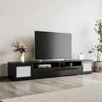 Black 82  TV Stand with Push-Open Doors & LED for TVs Up to 90 