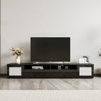 Mobile TV in Rattan Sintetico Nero con LED 16 Colori, Adatto per TV Fino a 90", Montaggio per 2 Persone