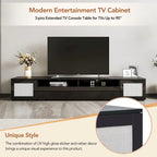 Mobile TV in Rattan Sintetico Nero con LED 16 Colori, Adatto per TV Fino a 90", Montaggio per 2 Persone