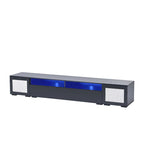 Mobile TV in Rattan Sintetico Nero con LED 16 Colori, Adatto per TV Fino a 90", Montaggio per 2 Persone
