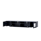 Mobile TV in Rattan Sintetico Nero con LED 16 Colori, Adatto per TV Fino a 90", Montaggio per 2 Persone
