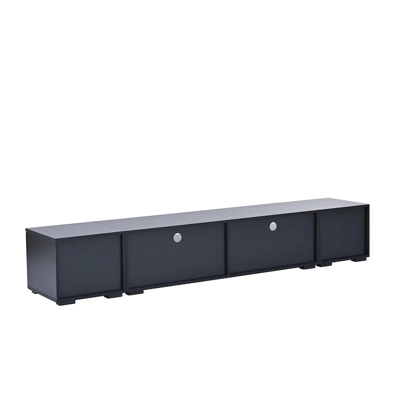 Mobile TV in Rattan Sintetico Nero con LED 16 Colori, Adatto per TV Fino a 90", Montaggio per 2 Persone