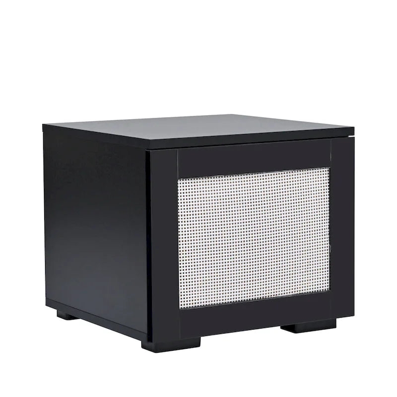 Mobile TV in Rattan Sintetico Nero con LED 16 Colori, Adatto per TV Fino a 90", Montaggio per 2 Persone