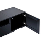 Mobile TV in Rattan Sintetico Nero con LED 16 Colori, Adatto per TV Fino a 90", Montaggio per 2 Persone