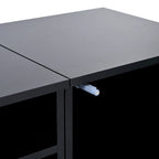 Mobile TV in Rattan Sintetico Nero con LED 16 Colori, Adatto per TV Fino a 90", Montaggio per 2 Persone