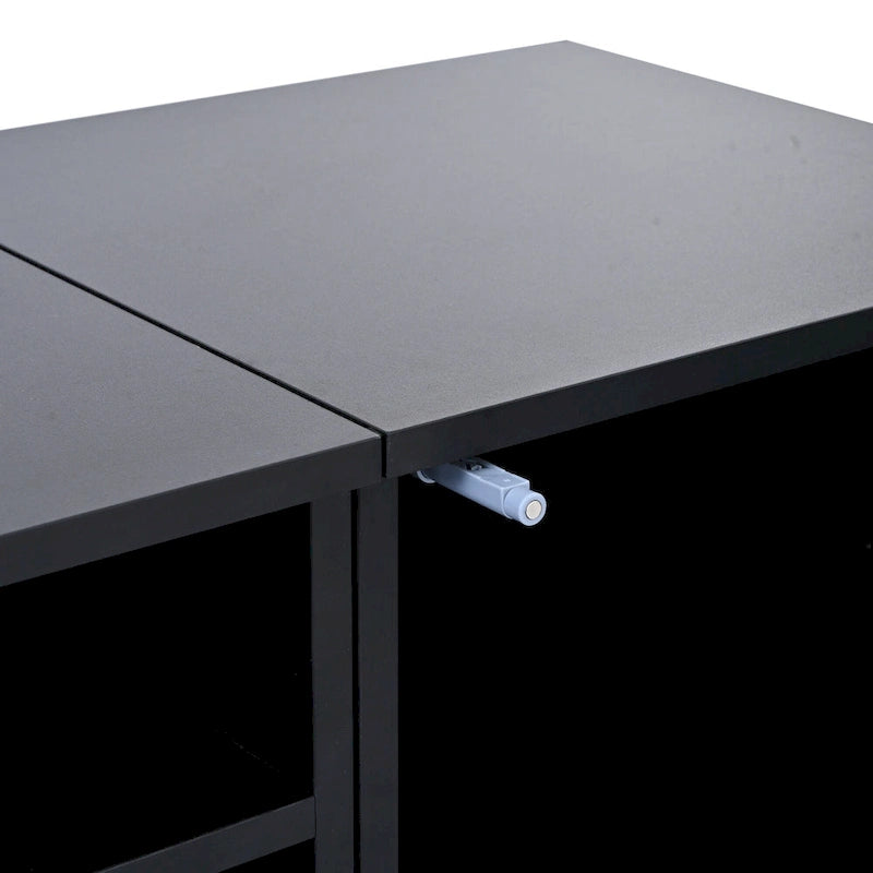 Mobile TV in Rattan Sintetico Nero con LED 16 Colori, Adatto per TV Fino a 90", Montaggio per 2 Persone