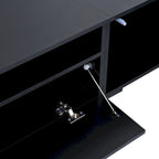 Mobile TV in Rattan Sintetico Nero con LED 16 Colori, Adatto per TV Fino a 90", Montaggio per 2 Persone