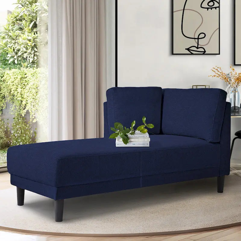 Chaise longue angolare in poliestere blu/grigio/giallo, 1–2 posti
