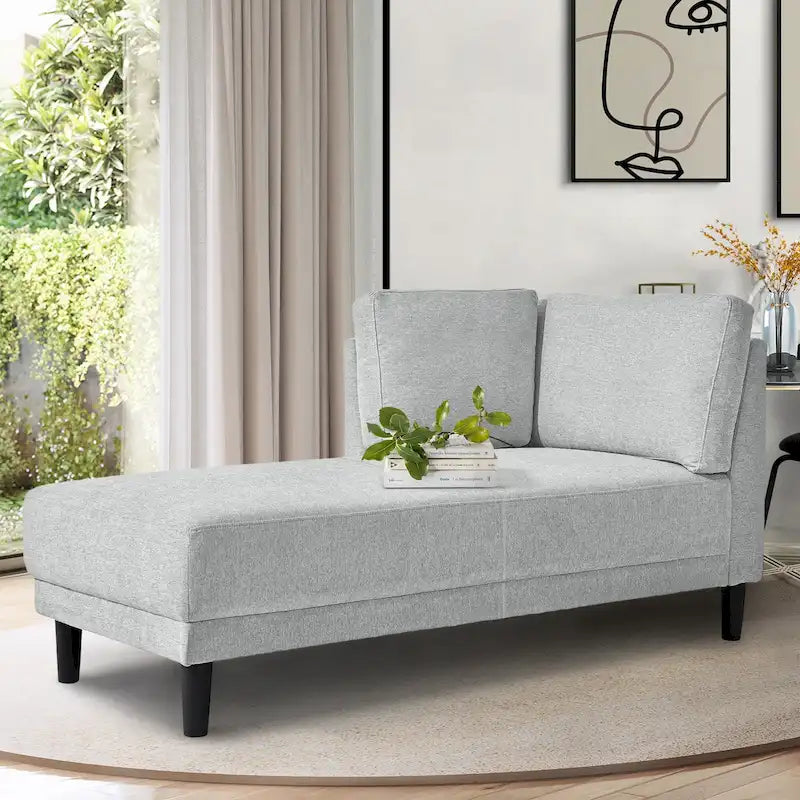 Chaise longue angolare in poliestere blu/grigio/giallo, 1–2 posti