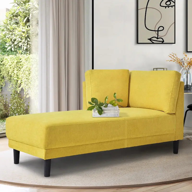 Chaise longue angolare in poliestere blu/grigio/giallo, 1–2 posti