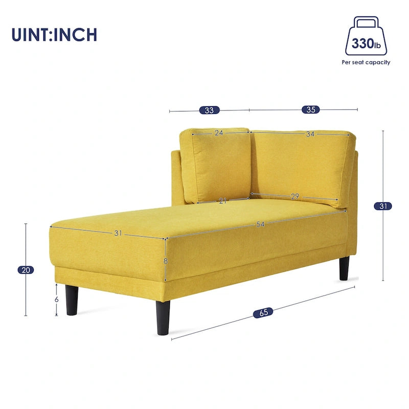 Chaise longue angolare in poliestere blu/grigio/giallo, 1–2 posti