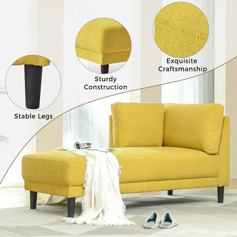 Chaise longue angolare in poliestere blu/grigio/giallo, 1–2 posti