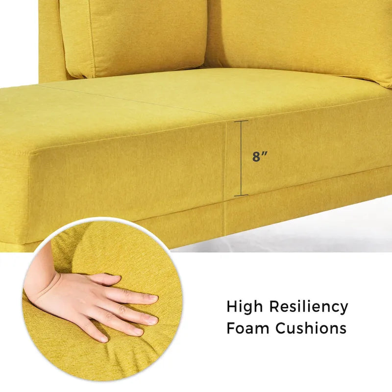 Chaise longue angolare in poliestere blu/grigio/giallo, 1–2 posti