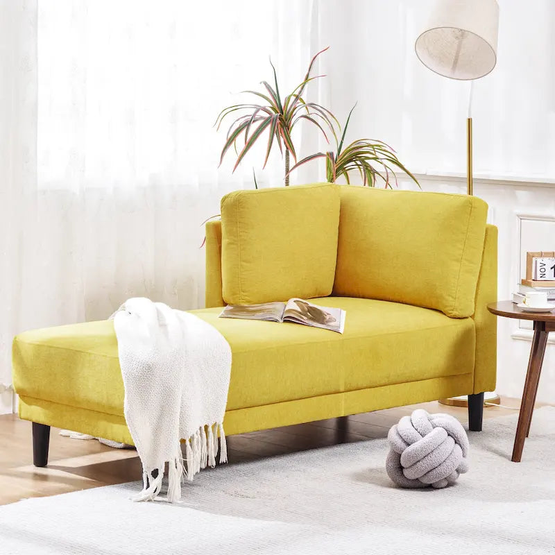 Chaise longue angolare in poliestere blu/grigio/giallo, 1–2 posti