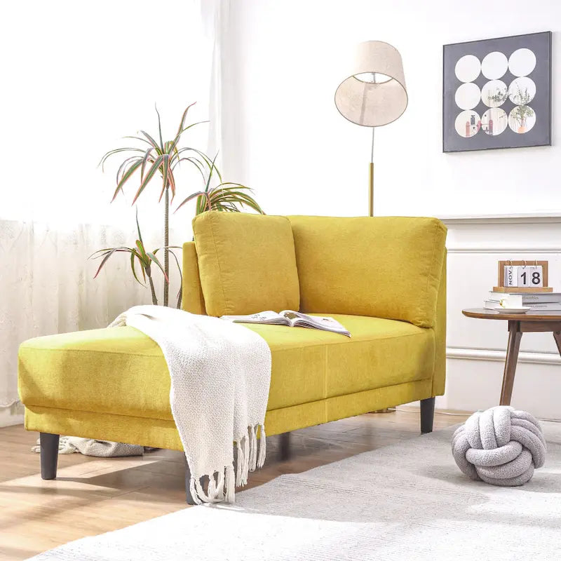 Chaise longue angolare in poliestere blu/grigio/giallo, 1–2 posti