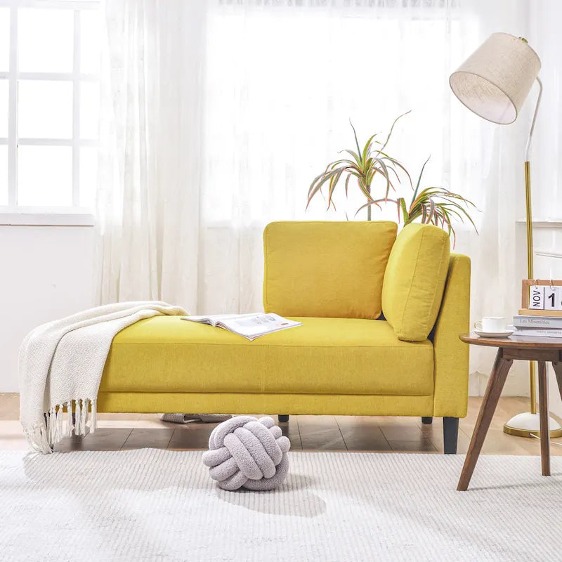 Chaise longue angolare in poliestere blu/grigio/giallo, 1–2 posti