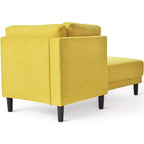 Chaise longue angolare in poliestere blu/grigio/giallo, 1–2 posti