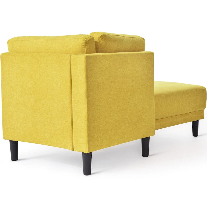 Chaise longue angolare in poliestere blu/grigio/giallo, 1–2 posti