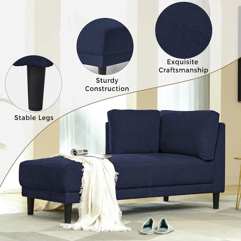 Chaise longue angolare in poliestere blu/grigio/giallo, 1–2 posti