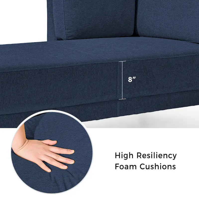 Chaise longue angolare in poliestere blu/grigio/giallo, 1–2 posti