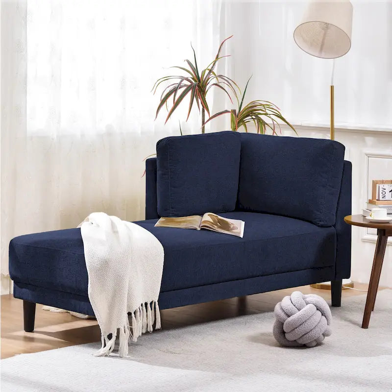 Chaise longue angolare in poliestere blu/grigio/giallo, 1–2 posti