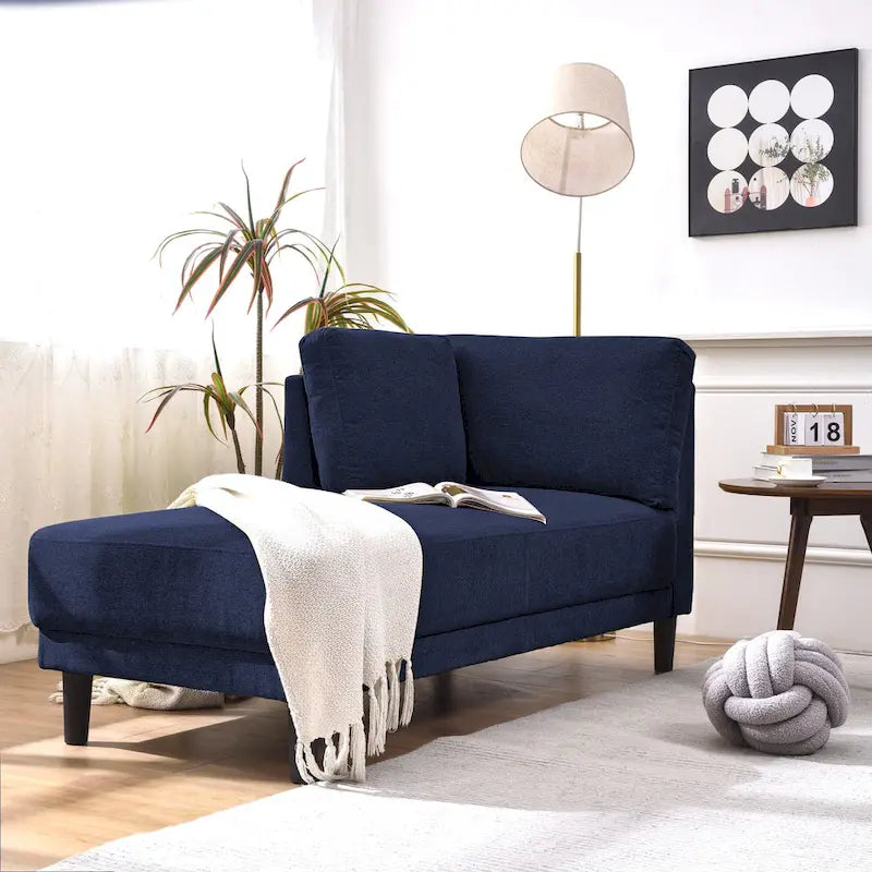 Chaise longue angolare in poliestere blu/grigio/giallo, 1–2 posti