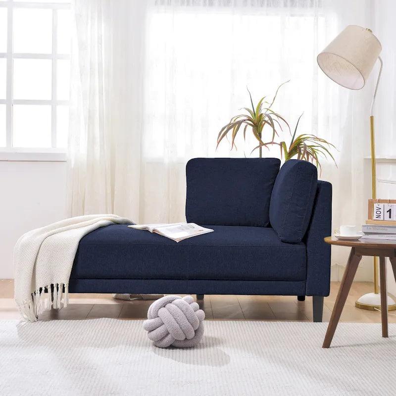 Chaise longue angolare in poliestere blu/grigio/giallo, 1–2 posti