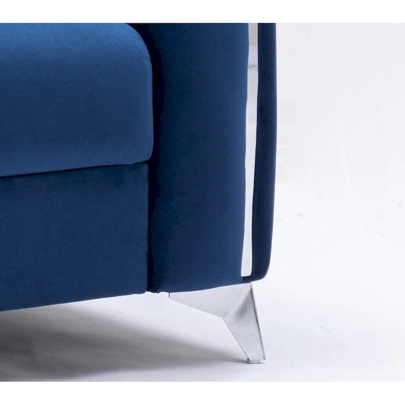 Poltrona in velluto blu, stile contemporaneo, 1 posto