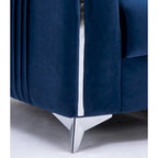 Poltrona in velluto blu, stile contemporaneo, 1 posto