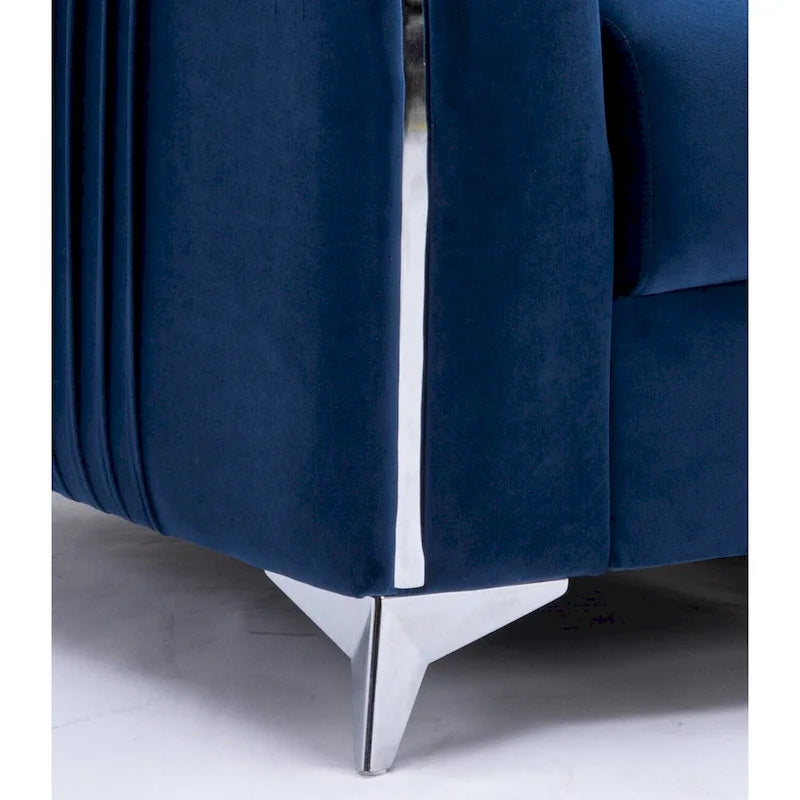Poltrona in velluto blu, stile contemporaneo, 1 posto