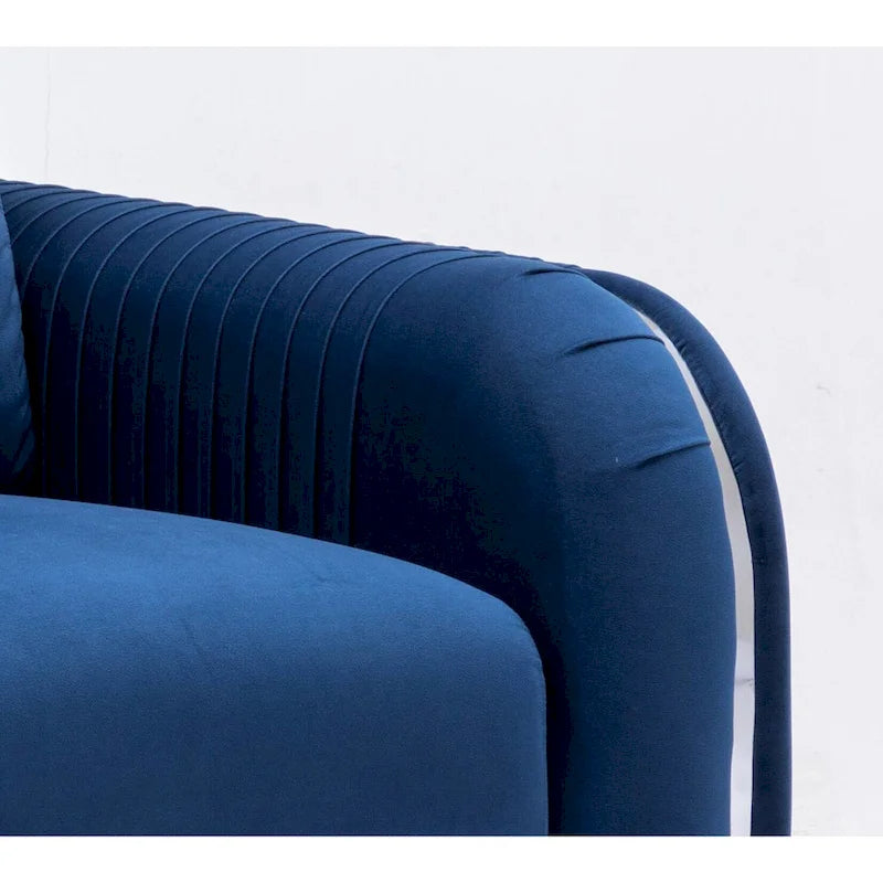 Poltrona in velluto blu, stile contemporaneo, 1 posto