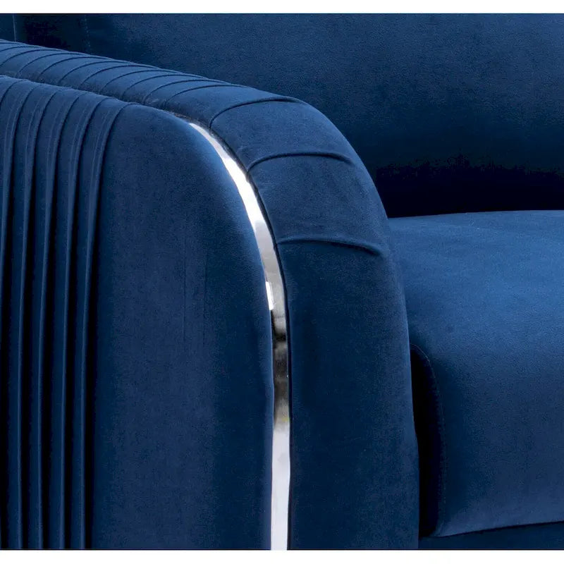 Poltrona in velluto blu, stile contemporaneo, 1 posto