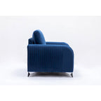 Poltrona in velluto blu, stile contemporaneo, 1 posto