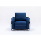 Poltrona in velluto blu, stile contemporaneo, 1 posto