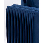 Poltrona in velluto blu, stile contemporaneo, 1 posto
