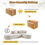 Divano angolare curvo a 4 posti in ciniglia beige/grigio