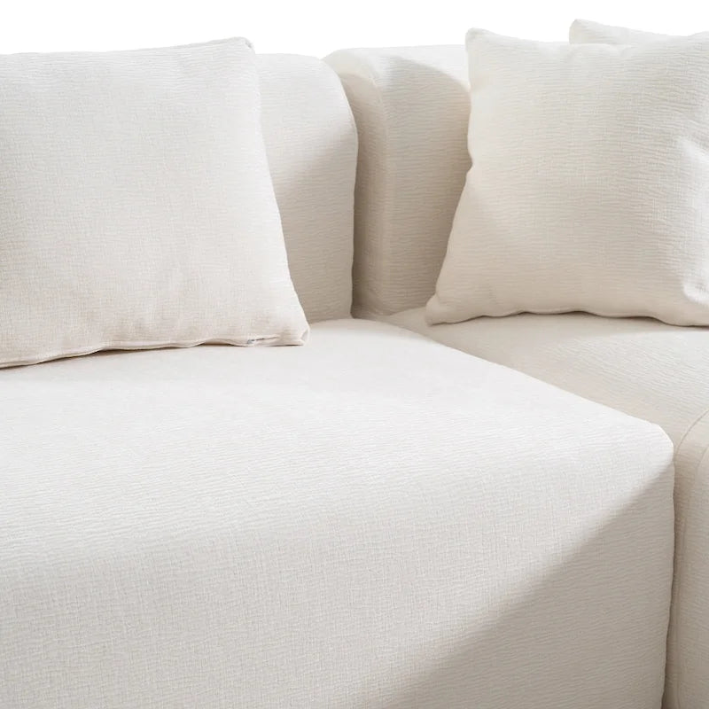 Divano angolare curvo a 4 posti in ciniglia beige/grigio
