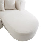 Divano angolare curvo a 4 posti in ciniglia beige/grigio