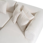 Divano angolare curvo a 4 posti in ciniglia beige/grigio