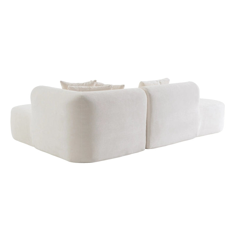 Divano angolare curvo a 4 posti in ciniglia beige/grigio