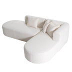 Divano angolare curvo a 4 posti in ciniglia beige/grigio