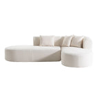 Divano angolare curvo a 4 posti in ciniglia beige/grigio