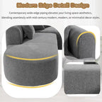Divano angolare curvo a 4 posti in ciniglia beige/grigio