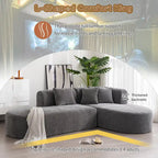 Divano angolare curvo a 4 posti in ciniglia beige/grigio