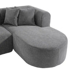 Divano angolare curvo a 4 posti in ciniglia beige/grigio